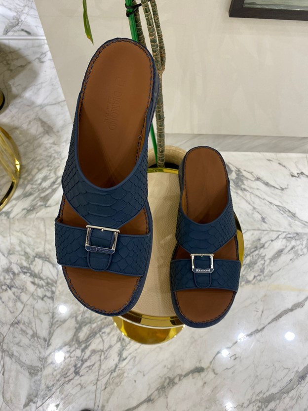 J-Diamond – BLUE Signature Python Sandals – Premium Italian Leather