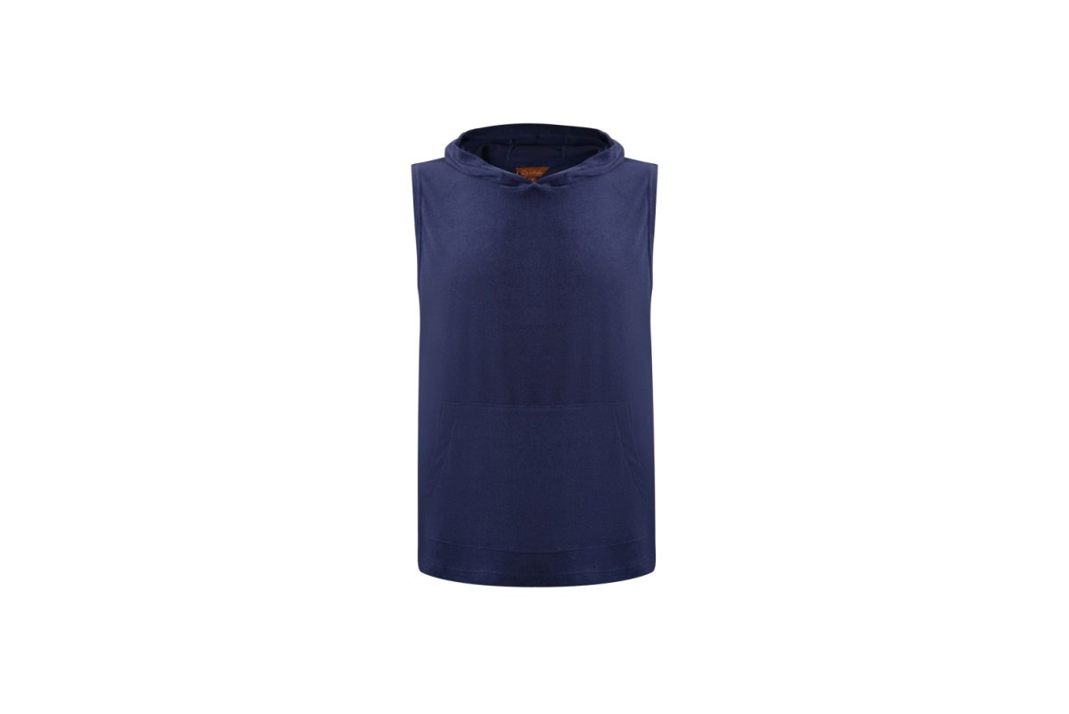 Navy Sleeveless Towel Hoodie