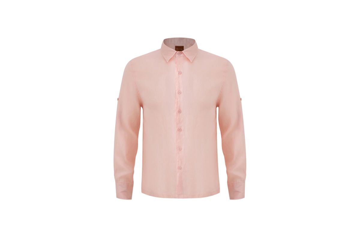 Pink Linen Long-Sleeve Shirt